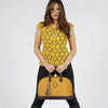 Antonia Leather Handbag- Goldenrod/Chocolate